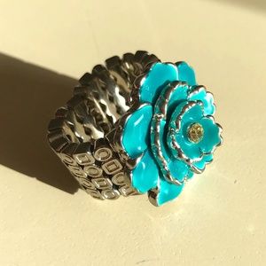 Turquoise Enamel Flower Ring